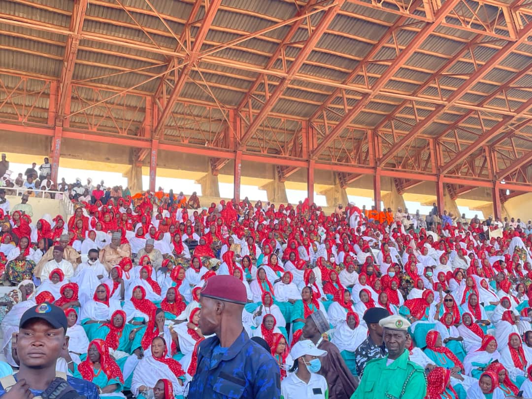 Kanuri women from across the globe dressed in historic Kanuri outfits during the Kanem-Bornu Cultural Summit.