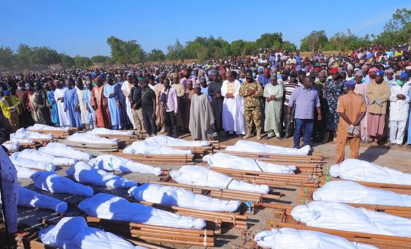 Bodies of locals massacred by insurgents in northeastern Nigeria.