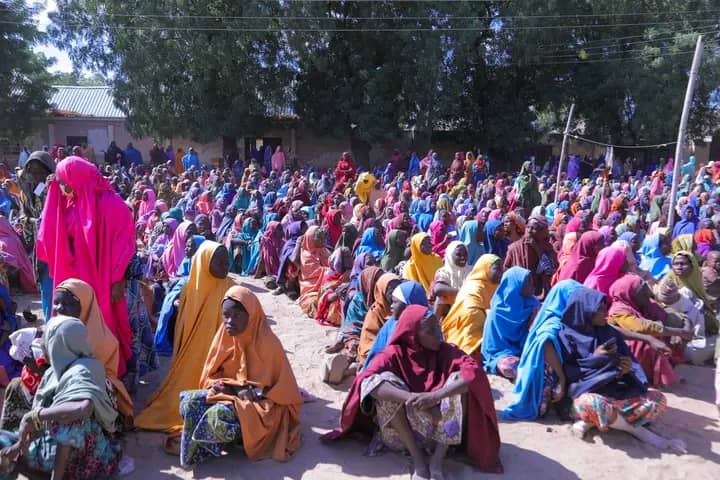 Women displaced by ISWAP in Ngoshe are addressed by local authorities