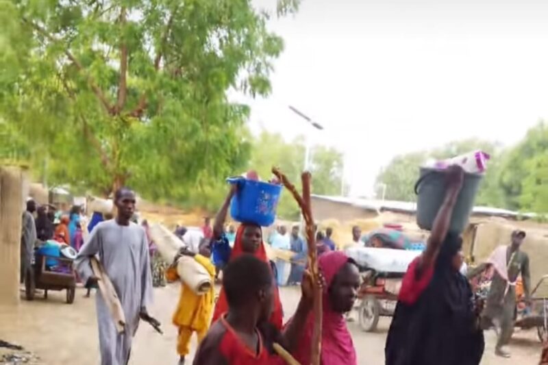 Victims of alleged military eviction fleeing their communities to "safe" locations.